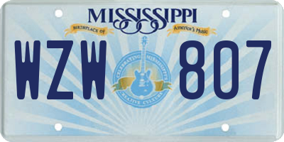 MS license plate WZW807