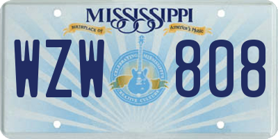 MS license plate WZW808