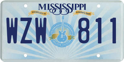 MS license plate WZW811