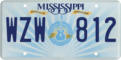 MS license plate WZW812