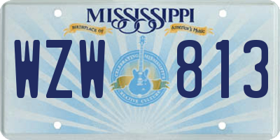 MS license plate WZW813