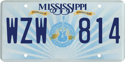 MS license plate WZW814