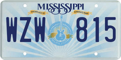 MS license plate WZW815