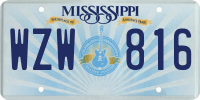 MS license plate WZW816