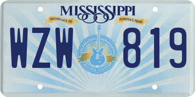 MS license plate WZW819