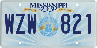 MS license plate WZW821