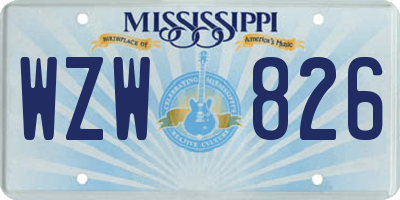 MS license plate WZW826