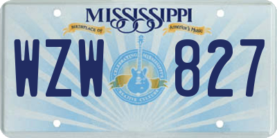 MS license plate WZW827