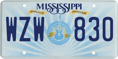 MS license plate WZW830