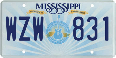 MS license plate WZW831