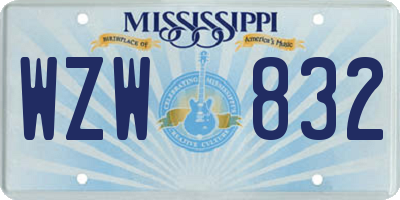 MS license plate WZW832