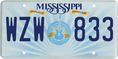 MS license plate WZW833