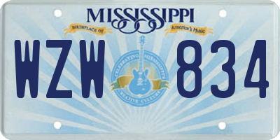 MS license plate WZW834