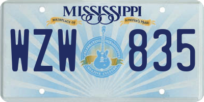 MS license plate WZW835
