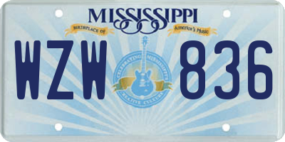 MS license plate WZW836
