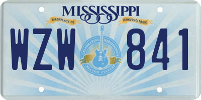 MS license plate WZW841
