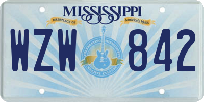 MS license plate WZW842
