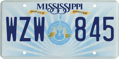 MS license plate WZW845