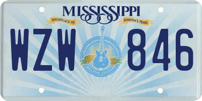 MS license plate WZW846