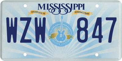 MS license plate WZW847