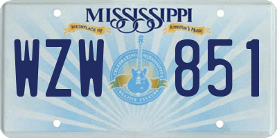 MS license plate WZW851