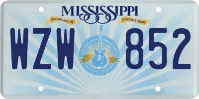 MS license plate WZW852