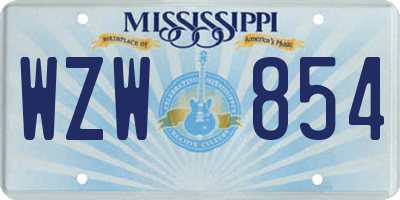 MS license plate WZW854