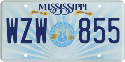 MS license plate WZW855