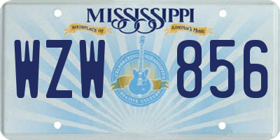 MS license plate WZW856