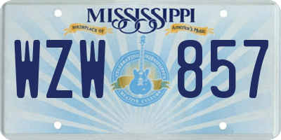 MS license plate WZW857