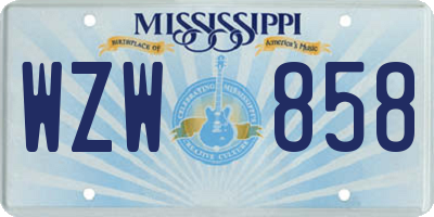 MS license plate WZW858
