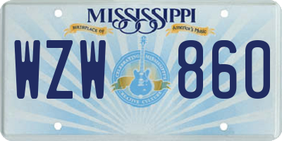 MS license plate WZW860