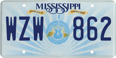 MS license plate WZW862