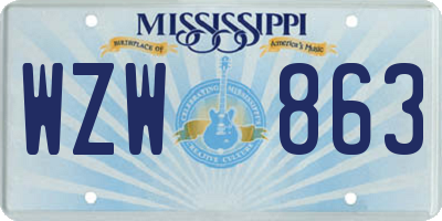 MS license plate WZW863