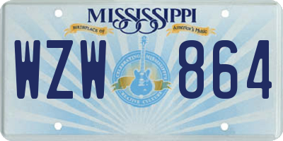 MS license plate WZW864