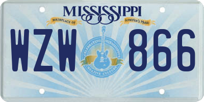 MS license plate WZW866