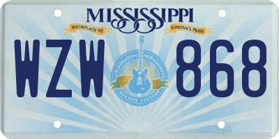 MS license plate WZW868