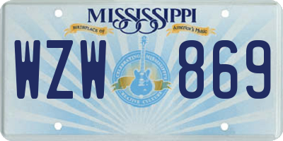 MS license plate WZW869