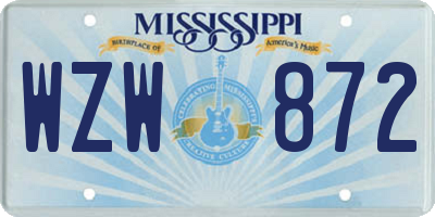 MS license plate WZW872