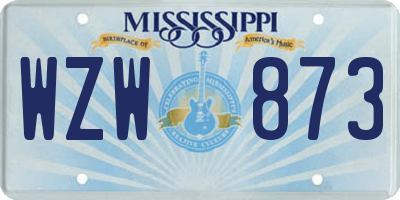 MS license plate WZW873