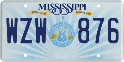 MS license plate WZW876