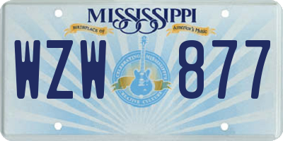 MS license plate WZW877
