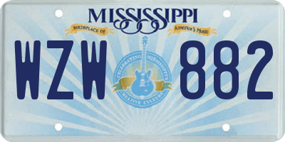 MS license plate WZW882