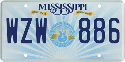 MS license plate WZW886