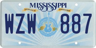MS license plate WZW887