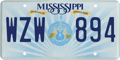 MS license plate WZW894