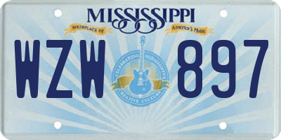 MS license plate WZW897