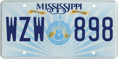 MS license plate WZW898