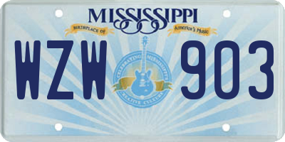 MS license plate WZW903