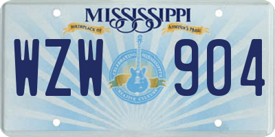 MS license plate WZW904